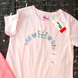 Epic Threads 2 Pink S/Sleeve Tee & Butterfly Design/Coral Topaz Rear Twist Tee M
